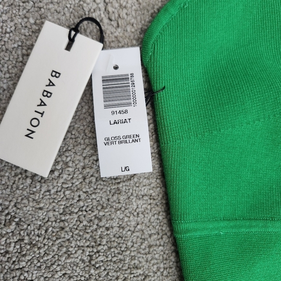 Aritzia Babaton Emerald Green Lariat Body Con Dress Thin Strap Stretchy Size L - Picture 11 of 15